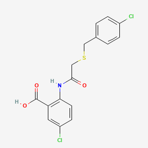 molecular formula C16H13Cl2NO3S B3553648 5-chloro-2-({[(4-chlorobenzyl)thio]acetyl}amino)benzoic acid 