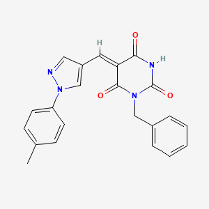 (5Z)-1-benzyl-5-[[1-(4-methylphenyl)pyrazol-4-yl]methylidene]-1,3-diazinane-2,4,6-trione