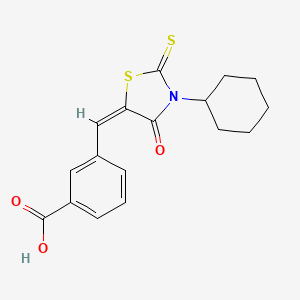 molecular formula C17H17NO3S2 B3553676 3-[(3-cyclohexyl-4-oxo-2-thioxo-1,3-thiazolidin-5-ylidene)methyl]benzoic acid 