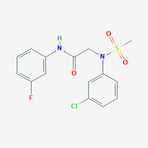 molecular formula C15H14ClFN2O3S B3553710 N~2~-(3-chlorophenyl)-N~1~-(3-fluorophenyl)-N~2~-(methylsulfonyl)glycinamide 