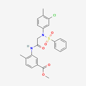 molecular formula C24H23ClN2O5S B3553727 methyl 3-{[N-(3-chloro-4-methylphenyl)-N-(phenylsulfonyl)glycyl]amino}-4-methylbenzoate 