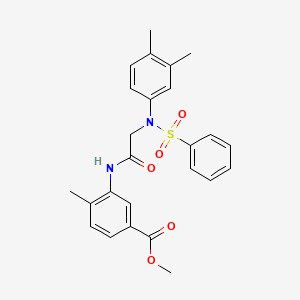 molecular formula C25H26N2O5S B3553735 METHYL 3-{2-[N-(3,4-DIMETHYLPHENYL)BENZENESULFONAMIDO]ACETAMIDO}-4-METHYLBENZOATE 