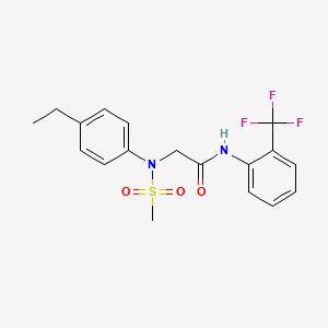 molecular formula C18H19F3N2O3S B3553776 N~2~-(4-ethylphenyl)-N~2~-(methylsulfonyl)-N-[2-(trifluoromethyl)phenyl]glycinamide 