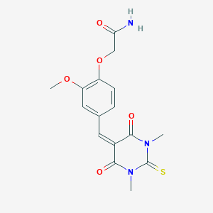 molecular formula C16H17N3O5S B3553791 2-{4-[(1,3-dimethyl-4,6-dioxo-2-thioxotetrahydro-5(2H)-pyrimidinylidene)methyl]-2-methoxyphenoxy}acetamide 