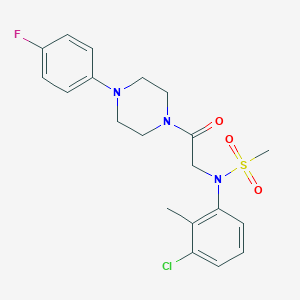 molecular formula C20H23ClFN3O3S B3553810 N-(3-chloro-2-methylphenyl)-N-{2-[4-(4-fluorophenyl)-1-piperazinyl]-2-oxoethyl}methanesulfonamide 