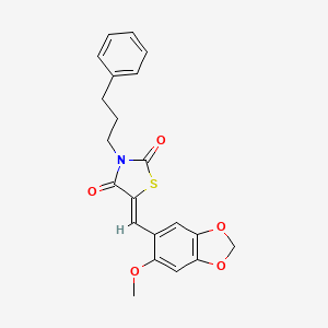 molecular formula C21H19NO5S B3553859 5-[(6-methoxy-1,3-benzodioxol-5-yl)methylene]-3-(3-phenylpropyl)-1,3-thiazolidine-2,4-dione 