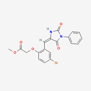 molecular formula C19H15BrN2O5 B3553931 methyl {4-bromo-2-[(E)-(2,5-dioxo-1-phenylimidazolidin-4-ylidene)methyl]phenoxy}acetate 