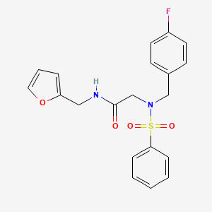 molecular formula C20H19FN2O4S B3553948 N~2~-(4-fluorobenzyl)-N~1~-(2-furylmethyl)-N~2~-(phenylsulfonyl)glycinamide 