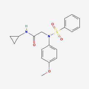 molecular formula C18H20N2O4S B3554042 N~1~-cyclopropyl-N~2~-(4-methoxyphenyl)-N~2~-(phenylsulfonyl)glycinamide 