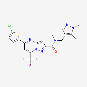 molecular formula C19H16ClF3N6OS B3554094 5-(5-chloro-2-thienyl)-N-[(1,5-dimethyl-1H-pyrazol-4-yl)methyl]-N-methyl-7-(trifluoromethyl)pyrazolo[1,5-a]pyrimidine-2-carboxamide 