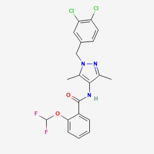 molecular formula C20H17Cl2F2N3O2 B3554104 N~1~-[1-(3,4-DICHLOROBENZYL)-3,5-DIMETHYL-1H-PYRAZOL-4-YL]-2-(DIFLUOROMETHOXY)BENZAMIDE 