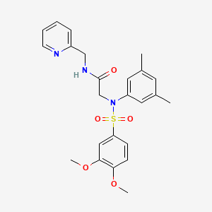 molecular formula C24H27N3O5S B3554133 N~2~-[(3,4-dimethoxyphenyl)sulfonyl]-N~2~-(3,5-dimethylphenyl)-N~1~-(2-pyridinylmethyl)glycinamide 