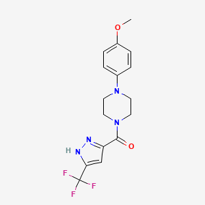 molecular formula C16H17F3N4O2 B3554153 [4-(4-METHOXYPHENYL)PIPERAZINO][3-(TRIFLUOROMETHYL)-1H-PYRAZOL-5-YL]METHANONE 