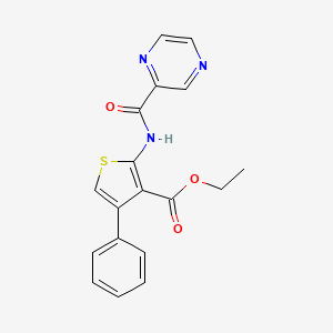 molecular formula C18H15N3O3S B3554164 ethyl 4-phenyl-2-[(2-pyrazinylcarbonyl)amino]-3-thiophenecarboxylate 