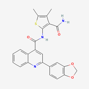 molecular formula C24H19N3O4S B3554186 2-(2H-1,3-BENZODIOXOL-5-YL)-N-(3-CARBAMOYL-4,5-DIMETHYLTHIOPHEN-2-YL)QUINOLINE-4-CARBOXAMIDE 