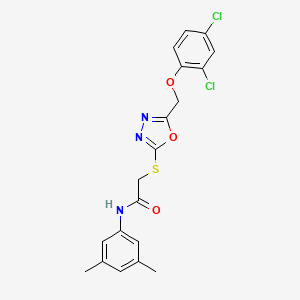 molecular formula C19H17Cl2N3O3S B3554257 2-[[5-[(2,4-dichlorophenoxy)methyl]-1,3,4-oxadiazol-2-yl]sulfanyl]-N-(3,5-dimethylphenyl)acetamide 