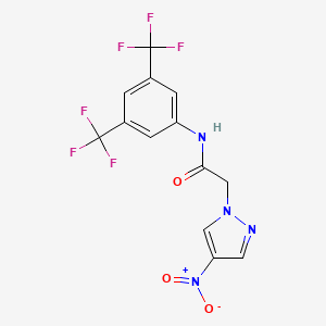 molecular formula C13H8F6N4O3 B3554260 N-[3,5-bis(trifluoromethyl)phenyl]-2-(4-nitro-1H-pyrazol-1-yl)acetamide 