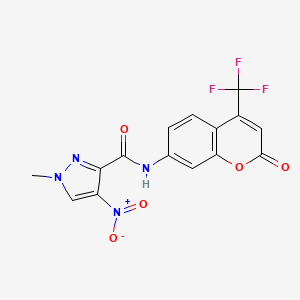 1-methyl-4-nitro-N-[2-oxo-4-(trifluoromethyl)-2H-chromen-7-yl]-1H-pyrazole-3-carboxamide