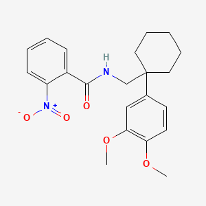 molecular formula C22H26N2O5 B3554334 N-{[1-(3,4-dimethoxyphenyl)cyclohexyl]methyl}-2-nitrobenzamide 