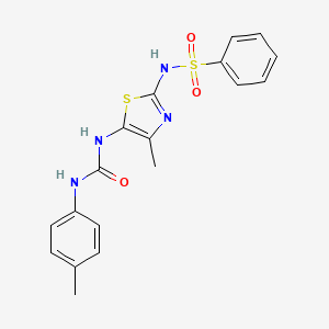 molecular formula C18H18N4O3S2 B3554355 N-[4-methyl-5-({[(4-methylphenyl)amino]carbonyl}amino)-1,3-thiazol-2-yl]benzenesulfonamide 