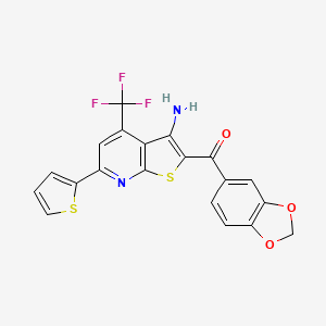 molecular formula C20H11F3N2O3S2 B3554384 2-(2H-1,3-BENZODIOXOLE-5-CARBONYL)-6-(THIOPHEN-2-YL)-4-(TRIFLUOROMETHYL)THIENO[2,3-B]PYRIDIN-3-AMINE 