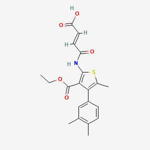 molecular formula C20H21NO5S B3554423 4-{[4-(3,4-dimethylphenyl)-3-(ethoxycarbonyl)-5-methyl-2-thienyl]amino}-4-oxo-2-butenoic acid 