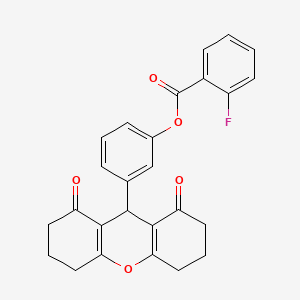 molecular formula C26H21FO5 B3554480 3-(1,8-dioxo-2,3,4,5,6,7,8,9-octahydro-1H-xanthen-9-yl)phenyl 2-fluorobenzoate 