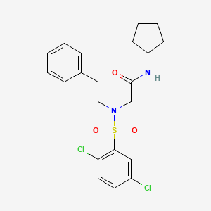 molecular formula C21H24Cl2N2O3S B3554502 N-cyclopentyl-N~2~-[(2,5-dichlorophenyl)sulfonyl]-N~2~-(2-phenylethyl)glycinamide 