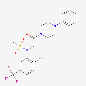 molecular formula C20H21ClF3N3O3S B3554513 N-[2-chloro-5-(trifluoromethyl)phenyl]-N-[2-oxo-2-(4-phenylpiperazin-1-yl)ethyl]methanesulfonamide 