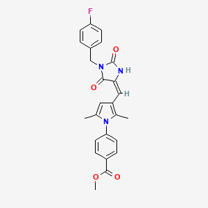 molecular formula C25H22FN3O4 B3554519 methyl 4-[3-[(E)-[1-[(4-fluorophenyl)methyl]-2,5-dioxoimidazolidin-4-ylidene]methyl]-2,5-dimethylpyrrol-1-yl]benzoate 