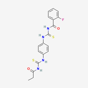 2-fluoro-N-({4-[(propanoylcarbamothioyl)amino]phenyl}carbamothioyl)benzamide