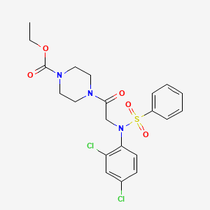 molecular formula C21H23Cl2N3O5S B3554535 ethyl 4-[N-(2,4-dichlorophenyl)-N-(phenylsulfonyl)glycyl]-1-piperazinecarboxylate 