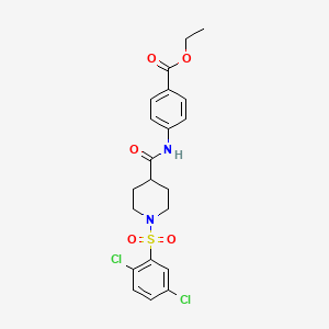 molecular formula C21H22Cl2N2O5S B3554566 ethyl 4-[({1-[(2,5-dichlorophenyl)sulfonyl]-4-piperidinyl}carbonyl)amino]benzoate 