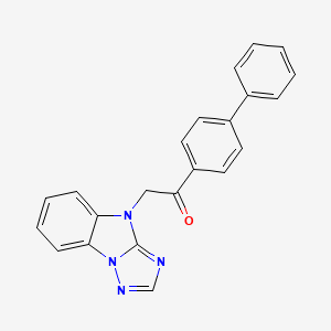 molecular formula C22H16N4O B3554617 1-BIPHENYL-4-YL-2-(4H-[1,2,4]TRIAZOLO[1,5-A]BENZIMIDAZOL-4-YL)ETHANONE 