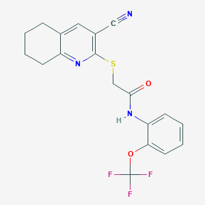 molecular formula C19H16F3N3O2S B3554643 2-[(3-cyano-5,6,7,8-tetrahydro-2-quinolinyl)thio]-N-[2-(trifluoromethoxy)phenyl]acetamide 