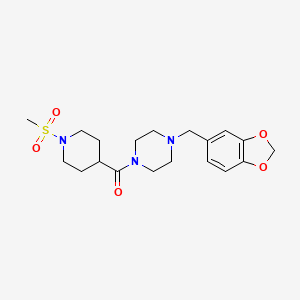 molecular formula C19H27N3O5S B3554665 1-(1,3-benzodioxol-5-ylmethyl)-4-{[1-(methylsulfonyl)-4-piperidinyl]carbonyl}piperazine 