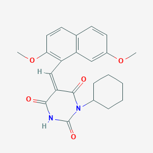 molecular formula C23H24N2O5 B3554686 1-cyclohexyl-5-[(2,7-dimethoxy-1-naphthyl)methylene]-2,4,6(1H,3H,5H)-pyrimidinetrione 