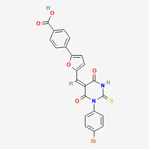 molecular formula C22H13BrN2O5S B3554692 4-(5-{[1-(4-bromophenyl)-4,6-dioxo-2-thioxotetrahydro-5(2H)-pyrimidinylidene]methyl}-2-furyl)benzoic acid 