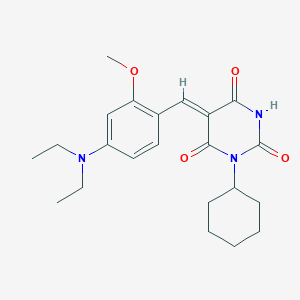 molecular formula C22H29N3O4 B3554699 1-cyclohexyl-5-[4-(diethylamino)-2-methoxybenzylidene]-2,4,6(1H,3H,5H)-pyrimidinetrione 