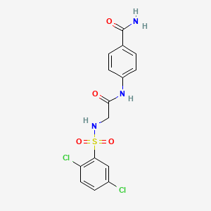 molecular formula C15H13Cl2N3O4S B3554708 4-[[2-[(2,5-Dichlorophenyl)sulfonylamino]acetyl]amino]benzamide 