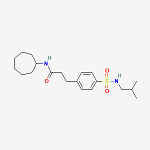 molecular formula C20H32N2O3S B3554727 N-cycloheptyl-3-{4-[(isobutylamino)sulfonyl]phenyl}propanamide 