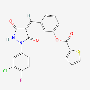 molecular formula C21H12ClFN2O4S B3554757 3-{[1-(3-氯-4-氟苯基)-3,5-二氧代-4-吡唑烷基亚烷基]甲基}苯基 2-噻吩甲酸酯 