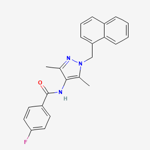 molecular formula C23H20FN3O B3554793 N-[3,5-dimethyl-1-(1-naphthylmethyl)-1H-pyrazol-4-yl]-4-fluorobenzamide 