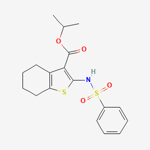 molecular formula C18H21NO4S2 B3554862 isopropyl 2-[(phenylsulfonyl)amino]-4,5,6,7-tetrahydro-1-benzothiophene-3-carboxylate 