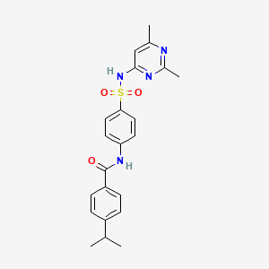 molecular formula C22H24N4O3S B3554978 N-(4-{[(2,6-dimethyl-4-pyrimidinyl)amino]sulfonyl}phenyl)-4-isopropylbenzamide 