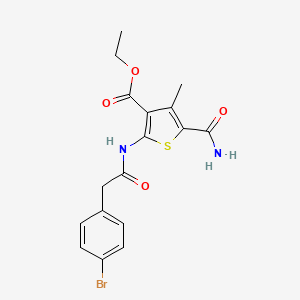 molecular formula C17H17BrN2O4S B3555200 ethyl 5-(aminocarbonyl)-2-{[(4-bromophenyl)acetyl]amino}-4-methyl-3-thiophenecarboxylate 