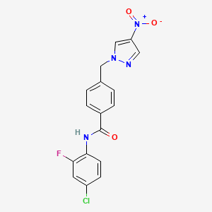 molecular formula C17H12ClFN4O3 B3555204 N-(4-chloro-2-fluorophenyl)-4-[(4-nitro-1H-pyrazol-1-yl)methyl]benzamide 