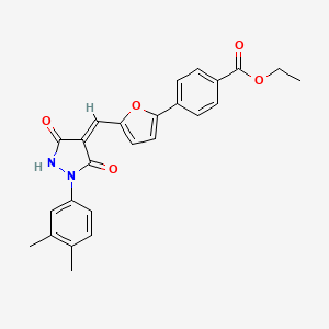 molecular formula C25H22N2O5 B3555298 ethyl 4-(5-{[1-(3,4-dimethylphenyl)-3,5-dioxo-4-pyrazolidinylidene]methyl}-2-furyl)benzoate 