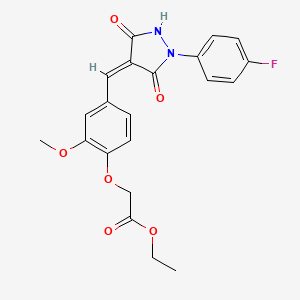 ethyl (4-{[1-(4-fluorophenyl)-3,5-dioxo-4-pyrazolidinylidene]methyl}-2-methoxyphenoxy)acetate