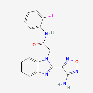 molecular formula C17H13IN6O2 B3555340 2-[2-(4-amino-1,2,5-oxadiazol-3-yl)-1H-benzimidazol-1-yl]-N-(2-iodophenyl)acetamide 